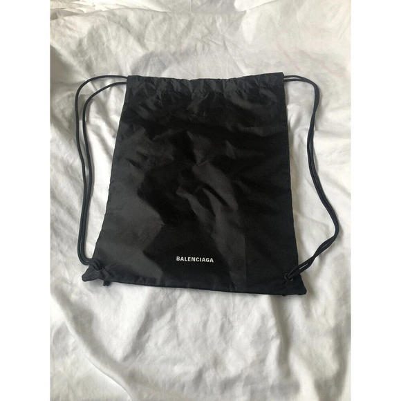 Balenciaga Black Nylon Logo Drawstring Dust Bag/Backpack - Picture 1 of 4